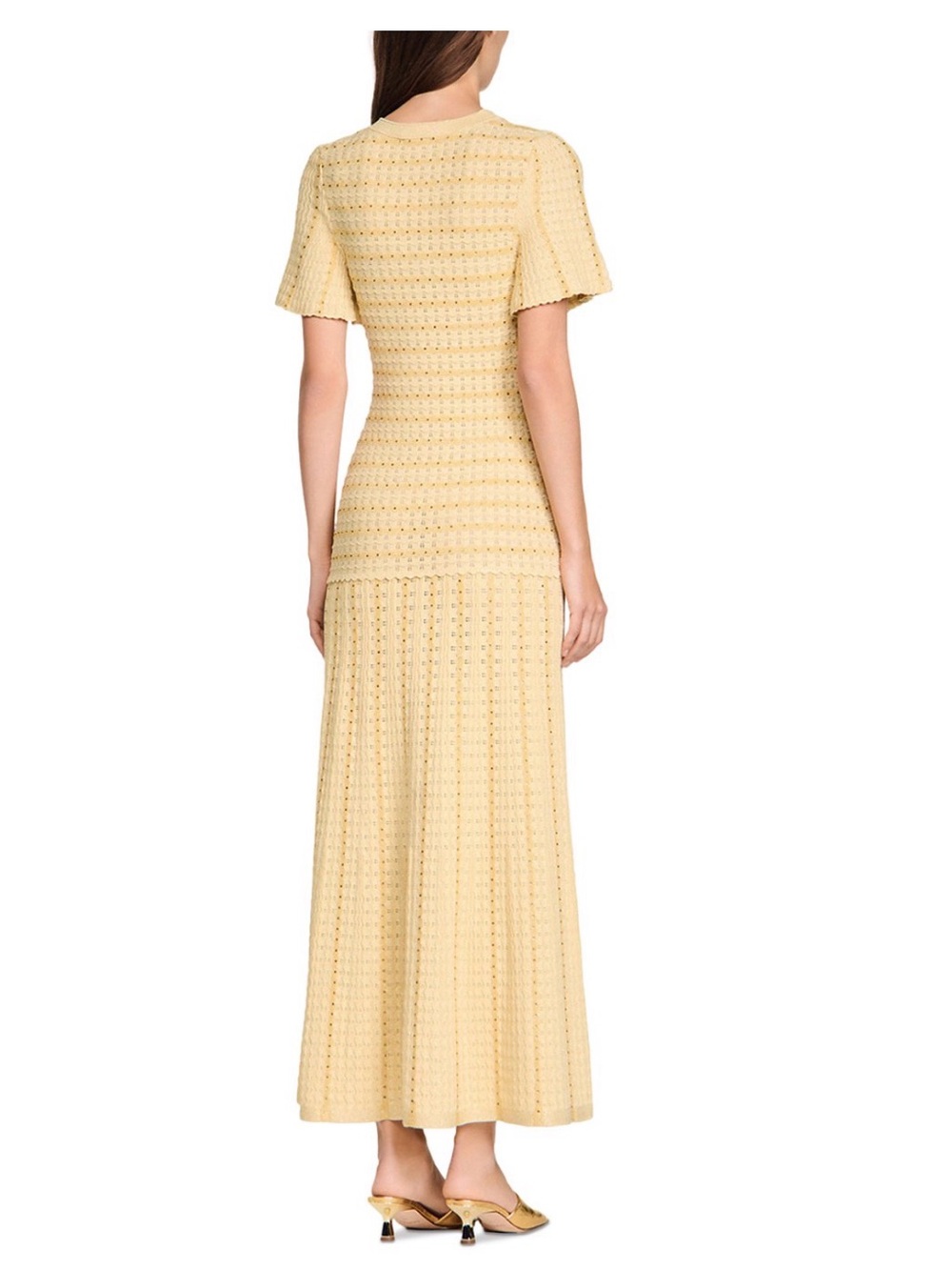 Sandro Pale Yellow Knit Maxi Dress - Picture 3 of 4